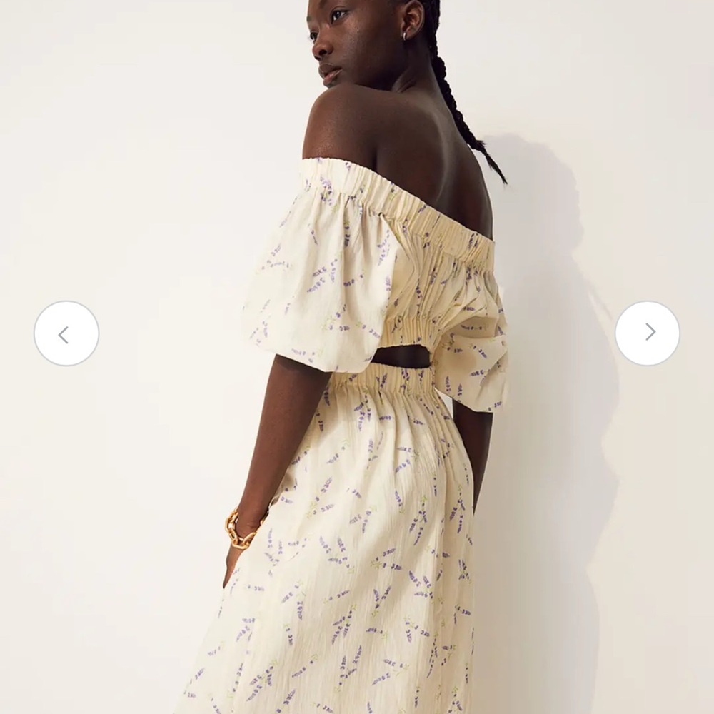 H&m wildflower collection off the shoulder yellow and lavender floral dress
